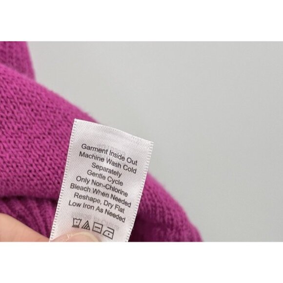 Coldwater Creek Magenta Open Knit Linen Nylon Blend Sweater Sz L 14 Beach Boho - Picture 8 of 10